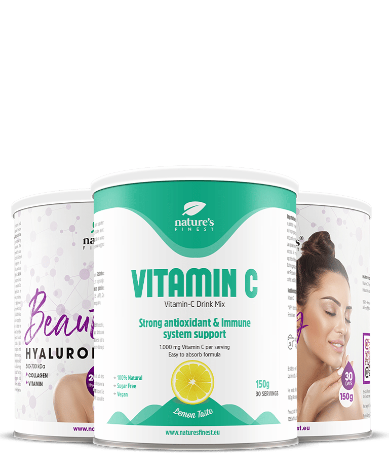 Levně 2x Beauty Hyaluron Box + Vitaminem C zdarma | Kyselina hyaluronová | Redukuje vrásky | Zdravá elasticita kůže | Hydratuje pleť