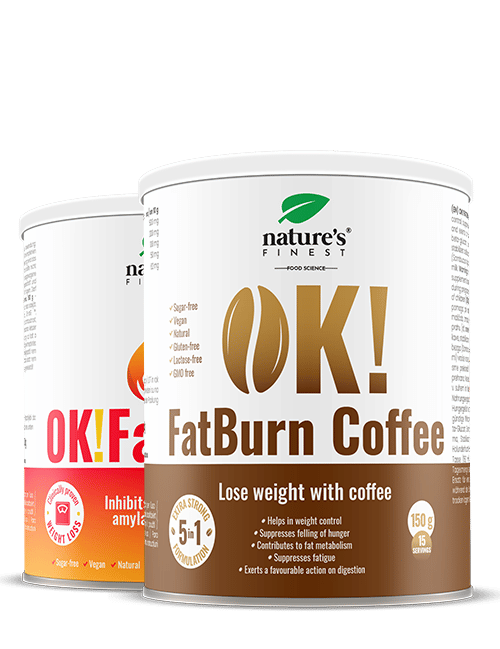 Levně OK!FatBurn Coffee + OK!FatBurn ZDARMA | 1+1 balení | Zrychlete spalování tuků | Přírodní hubnutí | L-Karnitin Brazílská káva | 300g