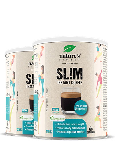 Levně Slim Coffee 1+1 | Káva na hubnutí | Potlačení chuť k jídlu | Neopuntia™ | Odstranění tuků a cukrů | Kvalitní Arabika | Bez přidaného cukru