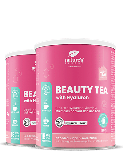 Levně Beauty Tea with Hyaluron and Biotin 1+1 | Pro zdravou pokožku | Funkční čaj | Proti stárnutí | ProHyaluron™ | Bio | Vegan | Podpora kolagenu | 240g