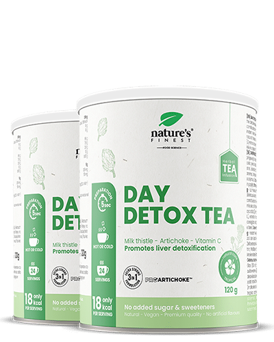 Levně Day Detox Tea 1+1 | Energetický čisticí čaj | Čaj proti stresu | Ekologický | Veganský | Čaj z ostropestřce mariánského | Podpora imunity