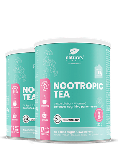 Levně Nootropic Tea 1+1 | Podpora mozku a paměti | Funkční čaj | Čaj s Ginkgo bilobou | ProGinkgo™ | Bio | Veganský | Přírodní bylinky