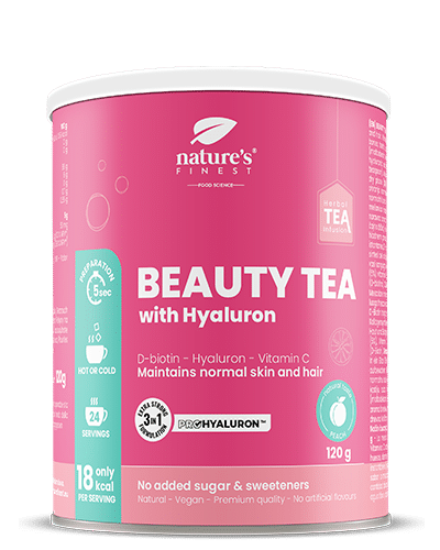 Beauty Tea with Hyaluron and Biotin | Pro zdravou a hydratovanou pleť | Funkční čaj | Proti stárnutí | ProHyaluron™ | Organický | Veganský | 120g.