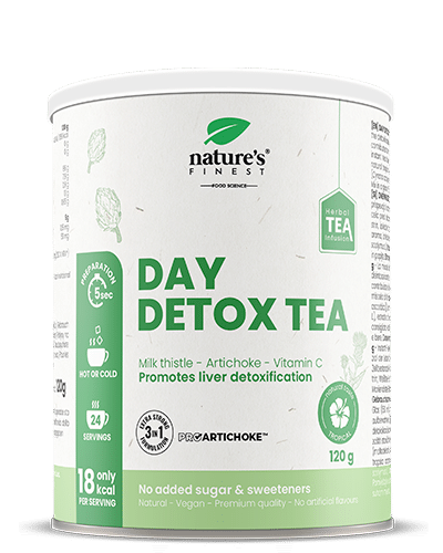 Levně Day Detox Tea | Pročišťující energizující čaj | Čaj proti stresu | Organický | Veganský | Čaj s ostropestřcem mariánským | Podpora imunity