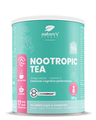 Levně Nootropic Tea | Funkční čaj | Podpora mozku a paměti | Čaj s Ginkgo bilobou | ProGinkgo™ | Ekologický | Veganský | Přírodní byliny