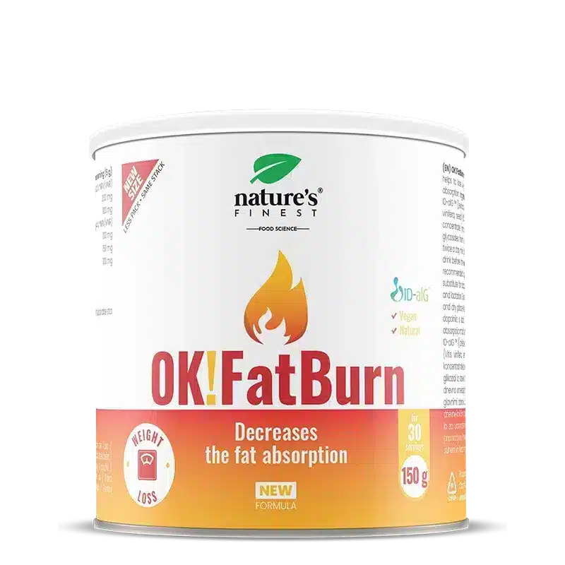 Nature's Finest OK!FatBurn | ID-alG mořská řasa pro zpracování sacharidů a tuků | L‑karnitin, L‑tyrosin a vitamín C pro metabolismus a